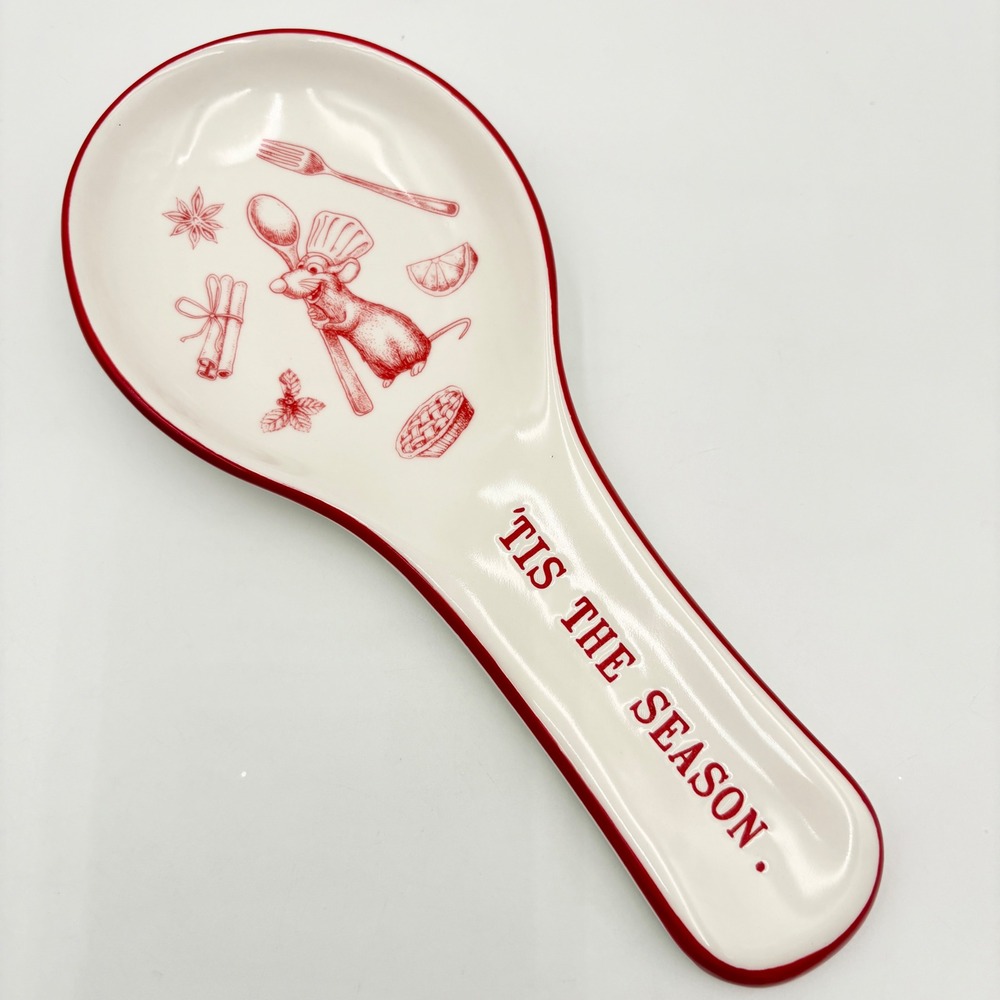 Rae Dunn Disney Pixar Ratatouille Remy Tis The Season Christmas Spoon Rest Red